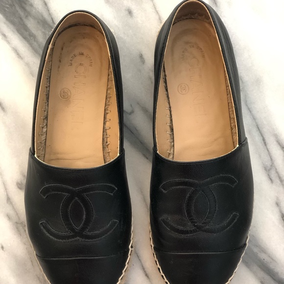 Chanel black leather espadrilles - Picture 2 of 9